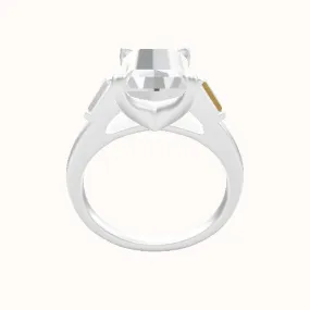 Cathedral Band with Baguette Sidestones Engagement Ring With Four Prong Head