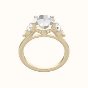 Cathedral Band with Marquise & Round Sidestone Trio Engagement Ring With Front set gallery Head