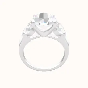 Cathedral Band with Round & Tapered Baguette Sidestones Engagement Ring With Four Prong Head