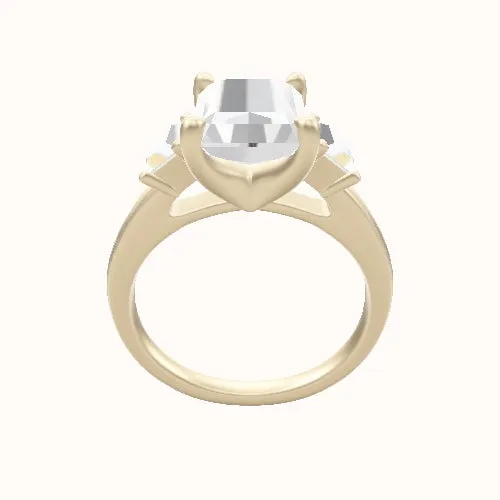 Cathedral Band with Trapezoid Sidestones Engagement Ring With Four Prong Head