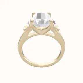 Cathedral Band with Trapezoid Sidestones Engagement Ring With Four Prong Head