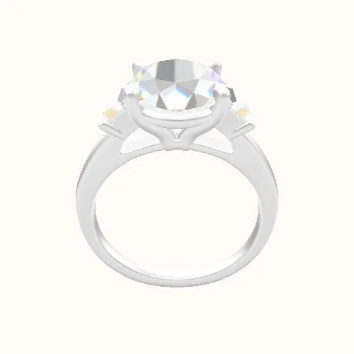 Cathedral Band with Trapezoid Sidestones Engagement Ring With Standard Four Prong Head