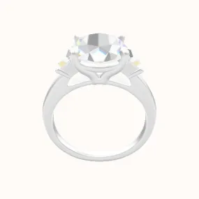 Cathedral Band with Trapezoid Sidestones Engagement Ring With Standard Four Prong Head