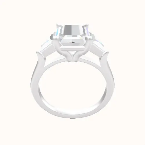 Cathedral Band with Trillion Sidestones Engagement Ring With Standard Four Prong Head