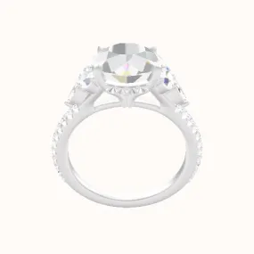 Cathedral Diamond Band with Marquise & Round Sidestone Trio Engagement Ring With Front set gallery Head