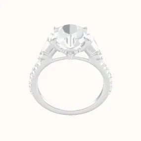 Cathedral Diamond Band with Trapezoid & Round Sidestones Engagement Ring With Front set gallery Head