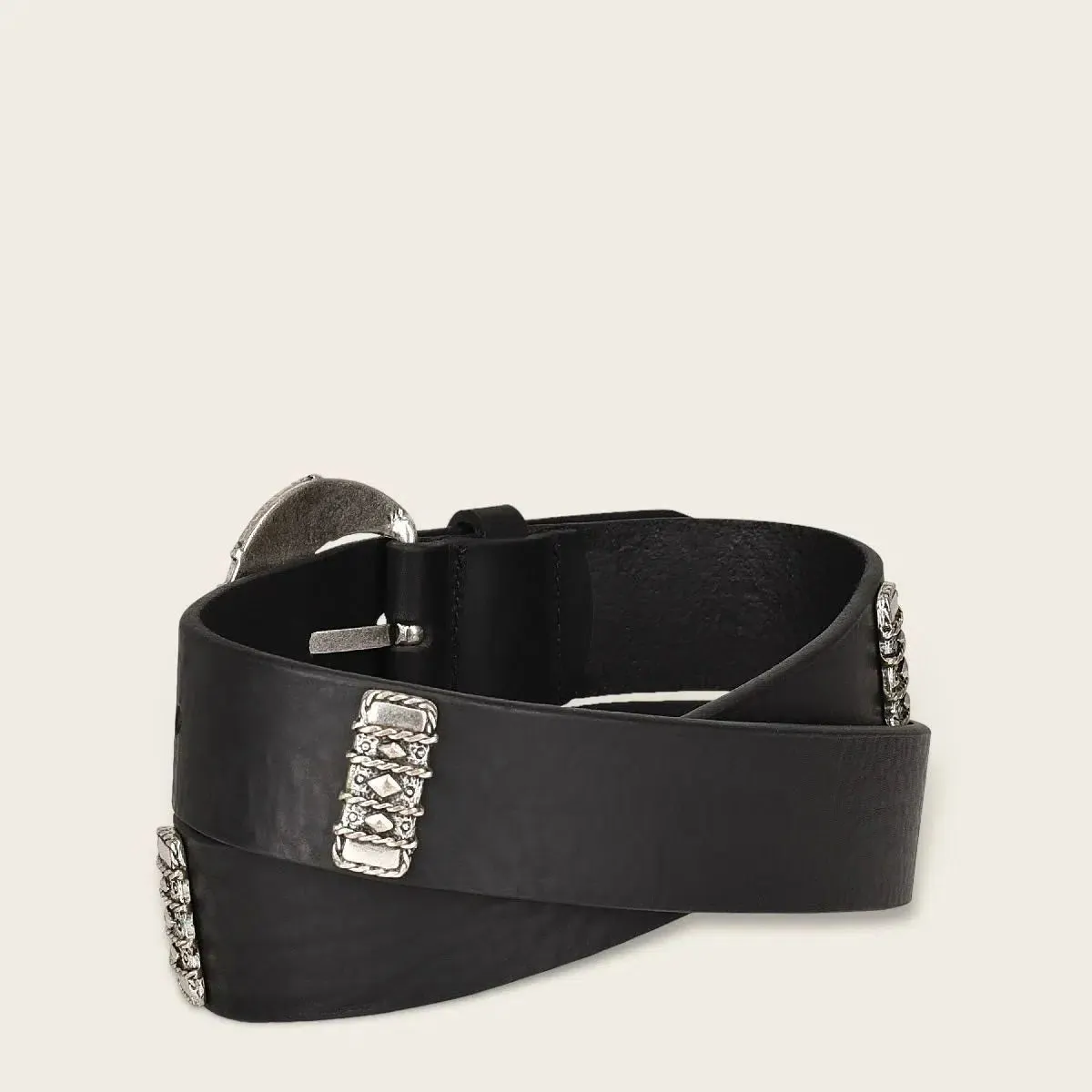 CD9856R - Cuadra black casual western leather belt for women