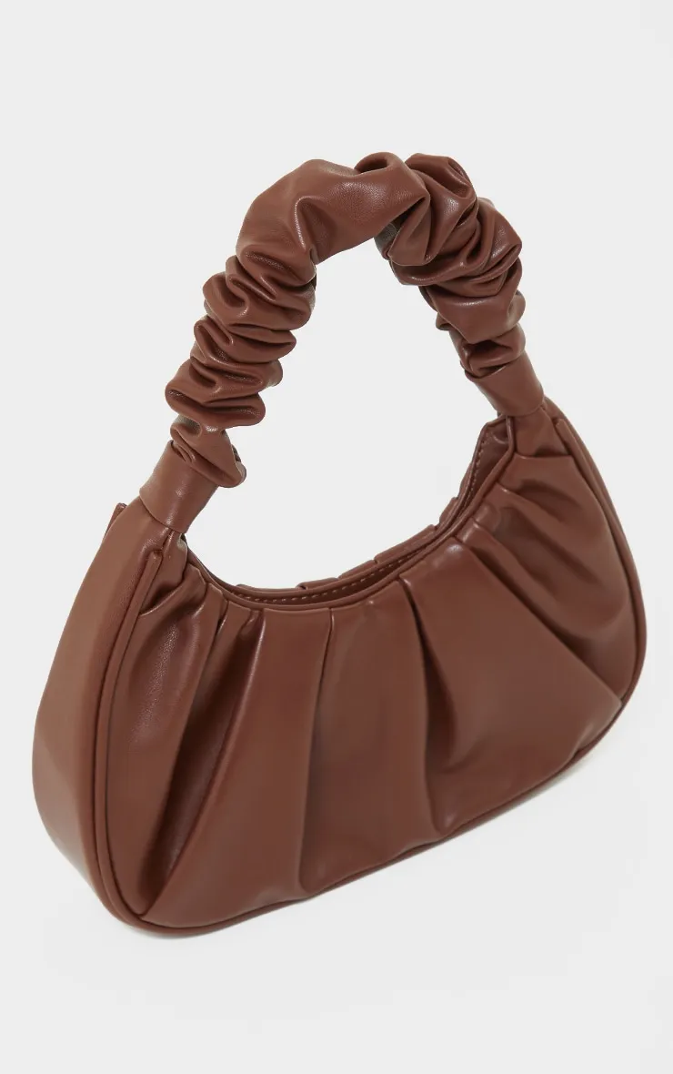 Chocolate Extreme Ruched Handle Shoulder Bag