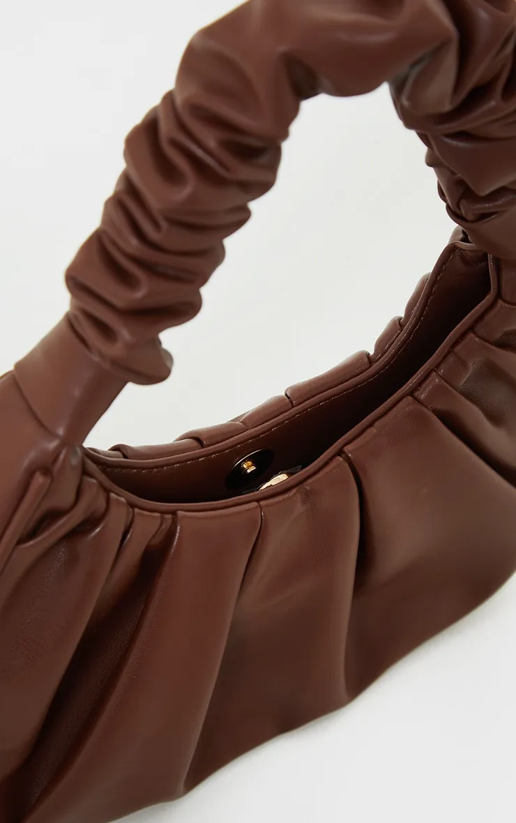 Chocolate Extreme Ruched Handle Shoulder Bag