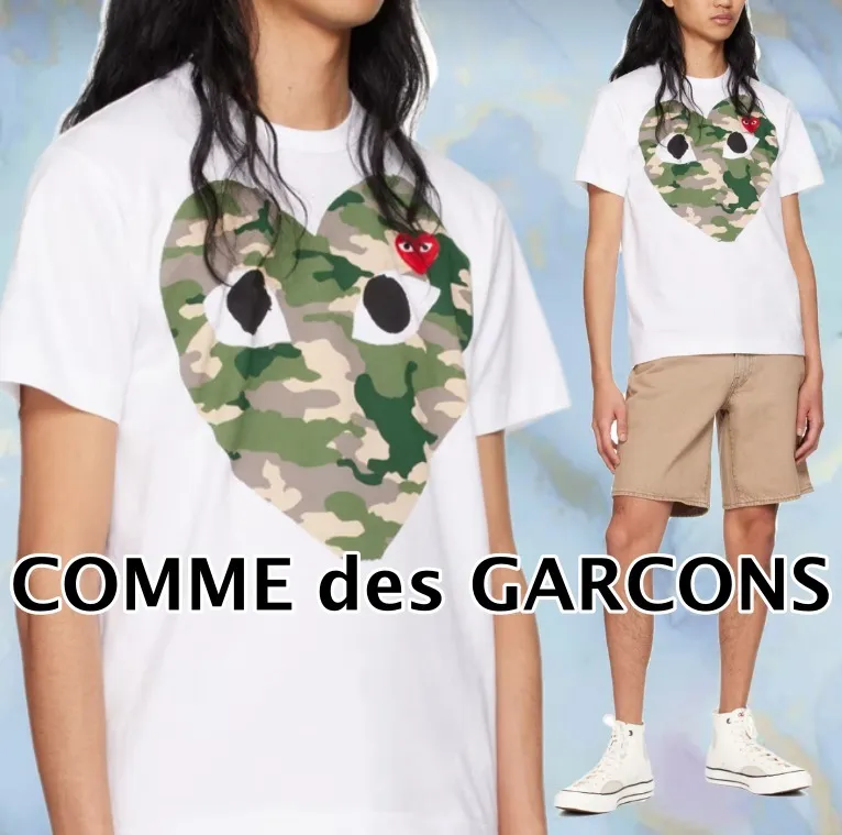 COMME des GARCONS  |Crew Neck Camouflage Street Style Cotton Short Sleeves