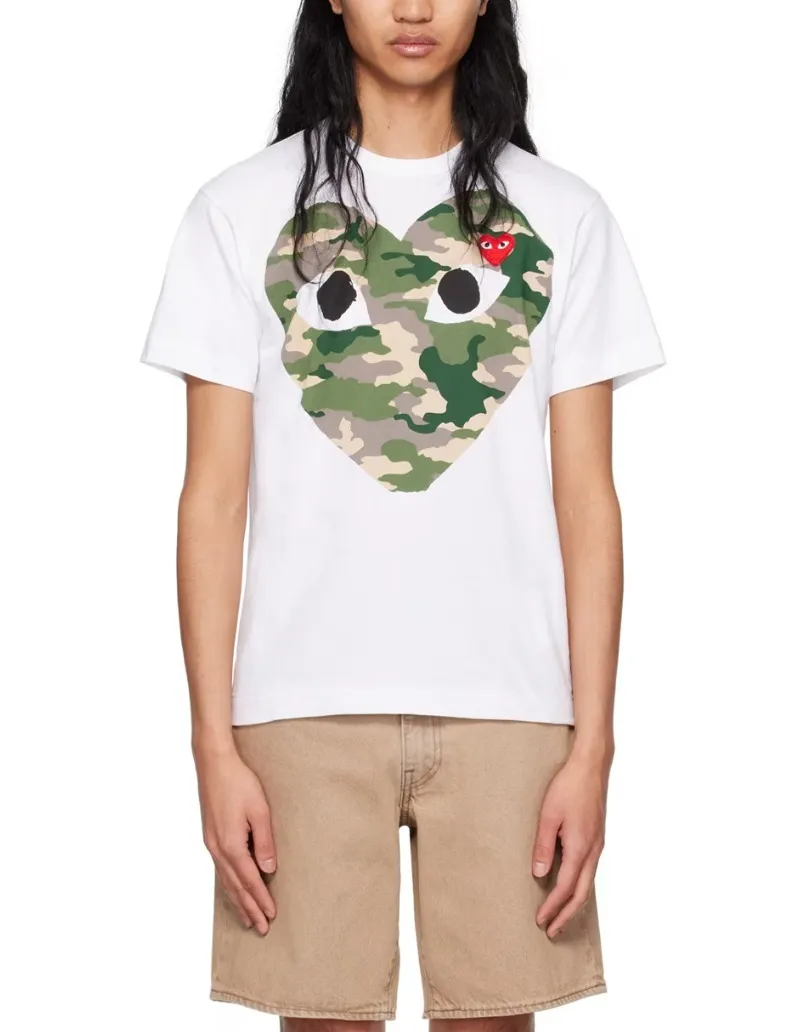 COMME des GARCONS  |Crew Neck Camouflage Street Style Cotton Short Sleeves