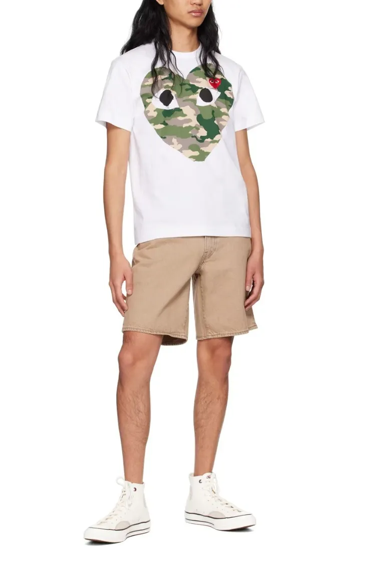 COMME des GARCONS  |Crew Neck Camouflage Street Style Cotton Short Sleeves