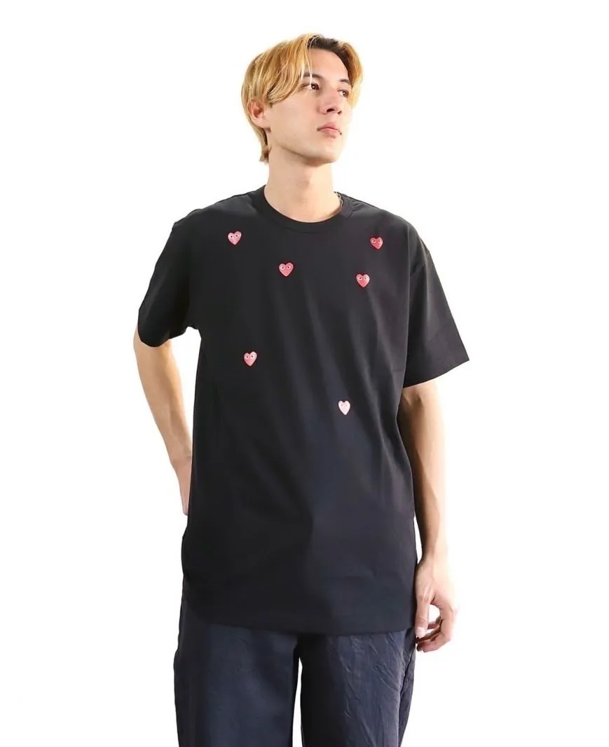 COMME des GARCONS  |Crew Neck Heart Unisex Street Style Cotton Short Sleeves