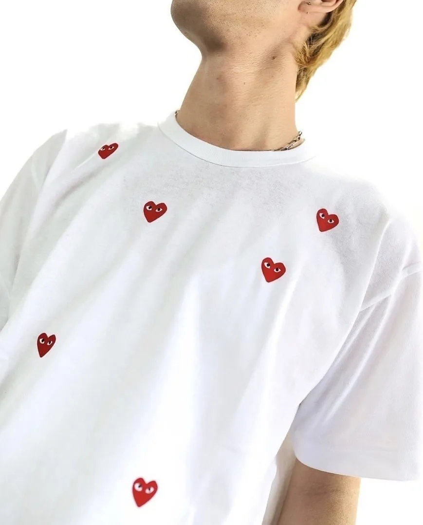 COMME des GARCONS  |Crew Neck Heart Unisex Street Style Cotton Short Sleeves