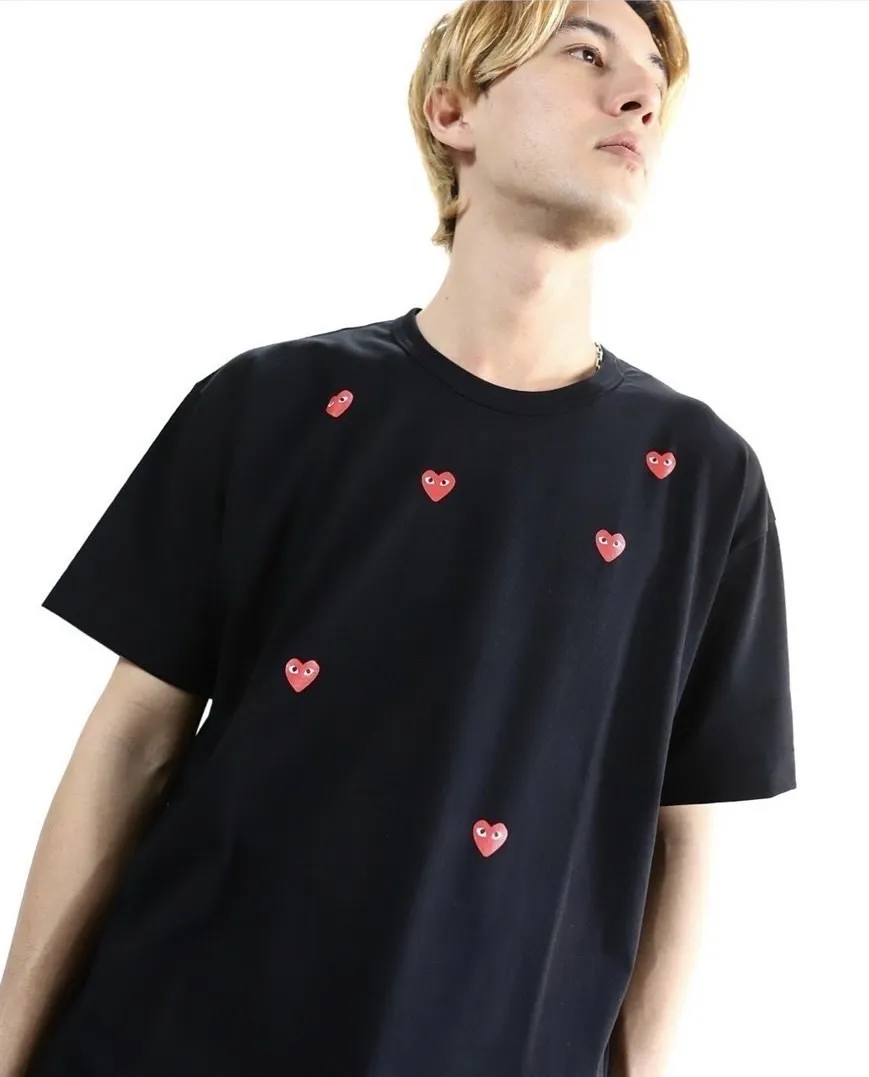 COMME des GARCONS  |Crew Neck Heart Unisex Street Style Cotton Short Sleeves