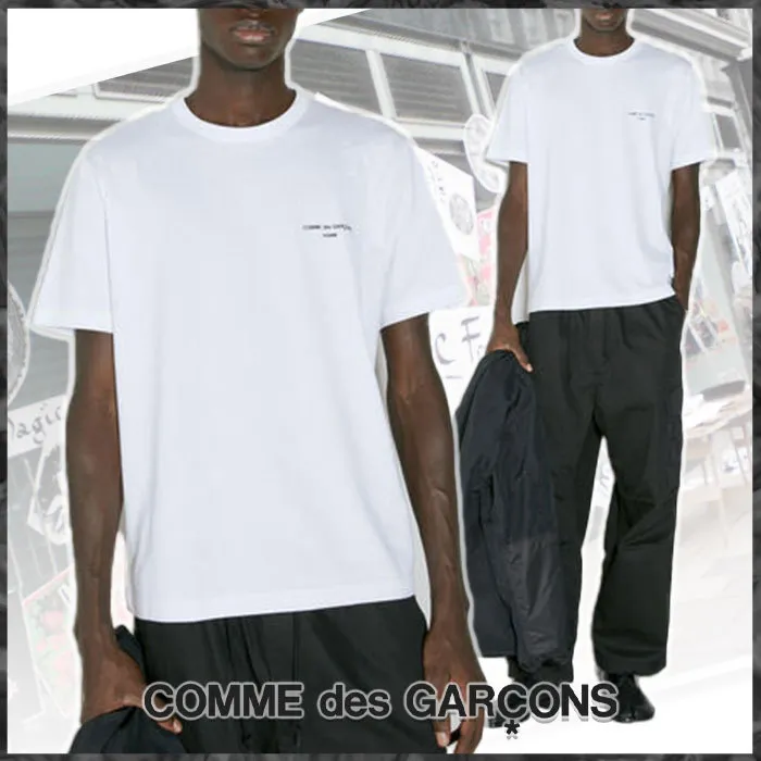 COMME des GARCONS  |Crew Neck Street Style Cotton Short Sleeves Logo Designers