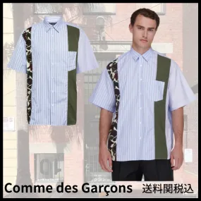 COMME des GARCONS  |Stripes Leopard Patterns Street Style Cotton Short Sleeves