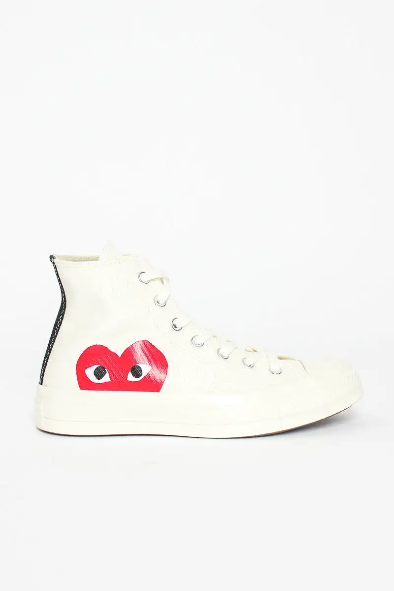 Comme Des Garons PLAY X Chuck Taylor 1970s Hi Milk/White