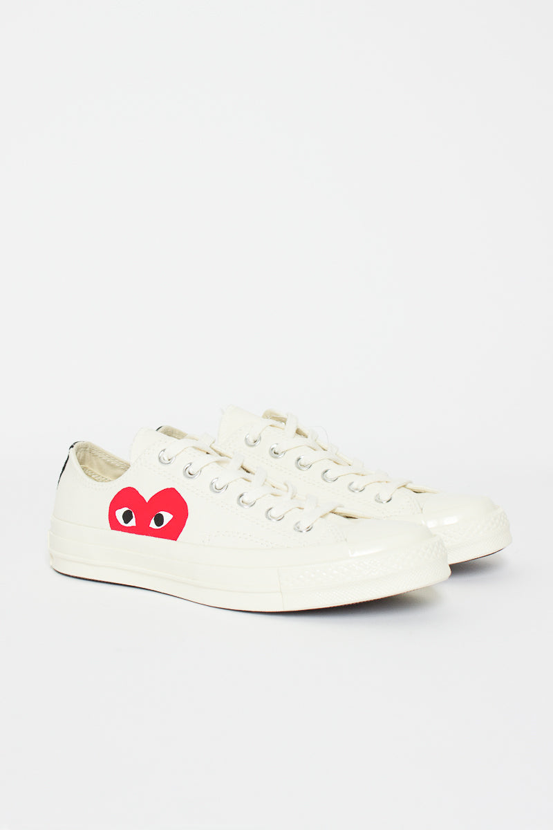 Comme Des Garons PLAY X Chuck Taylor 1970s Ox Milk/White