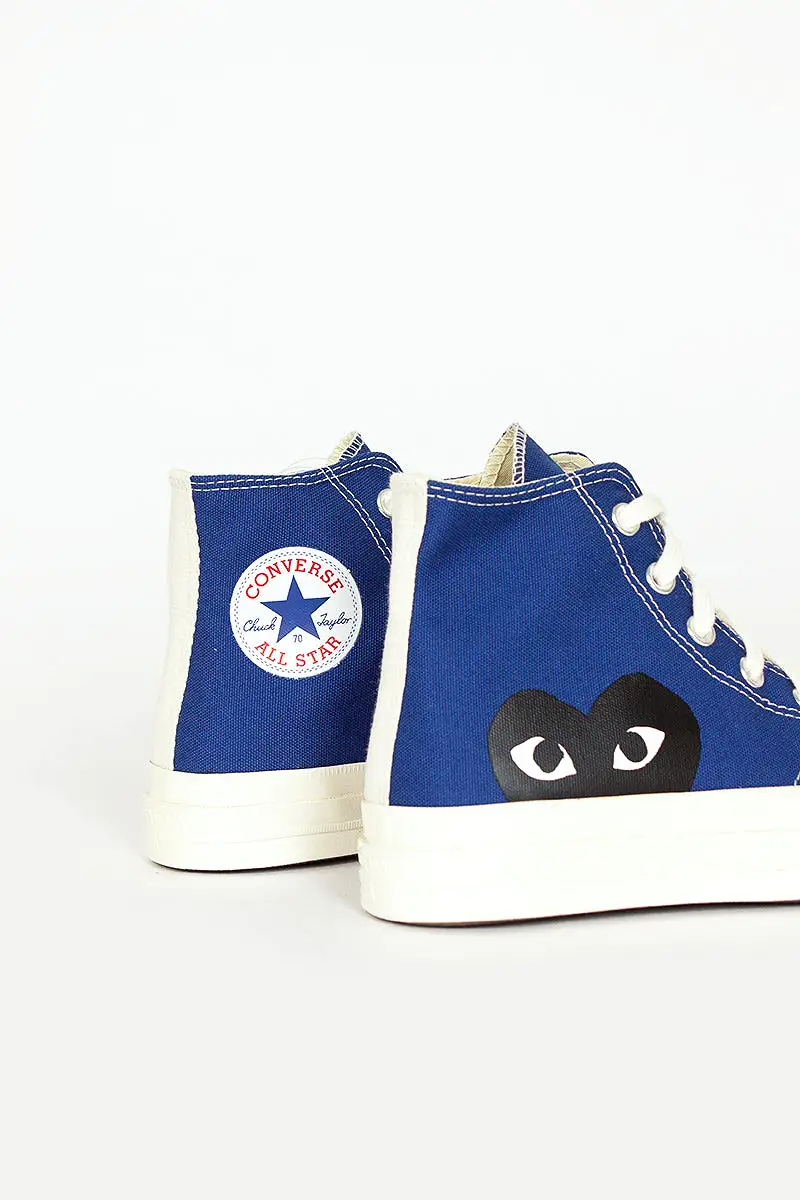 Comme Des Garons PLAY X Chuck Taylors 1970'S Hi Blue