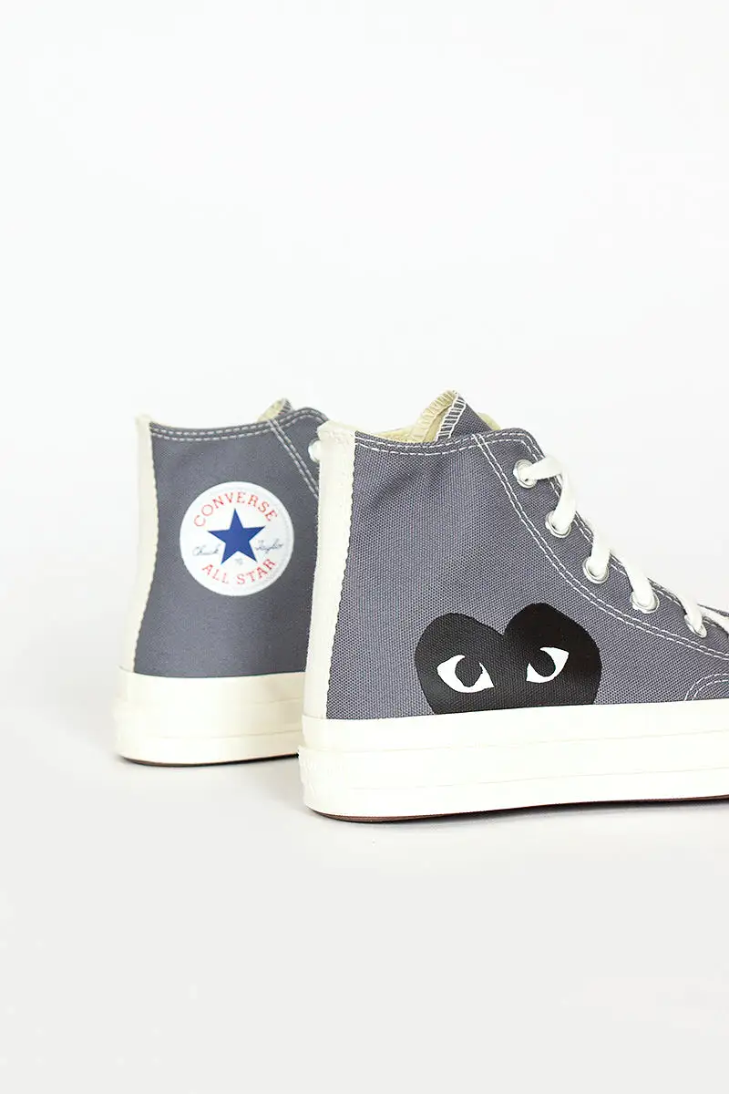 Comme Des Garons PLAY X Chuck Taylors 1970'S Hi Grey