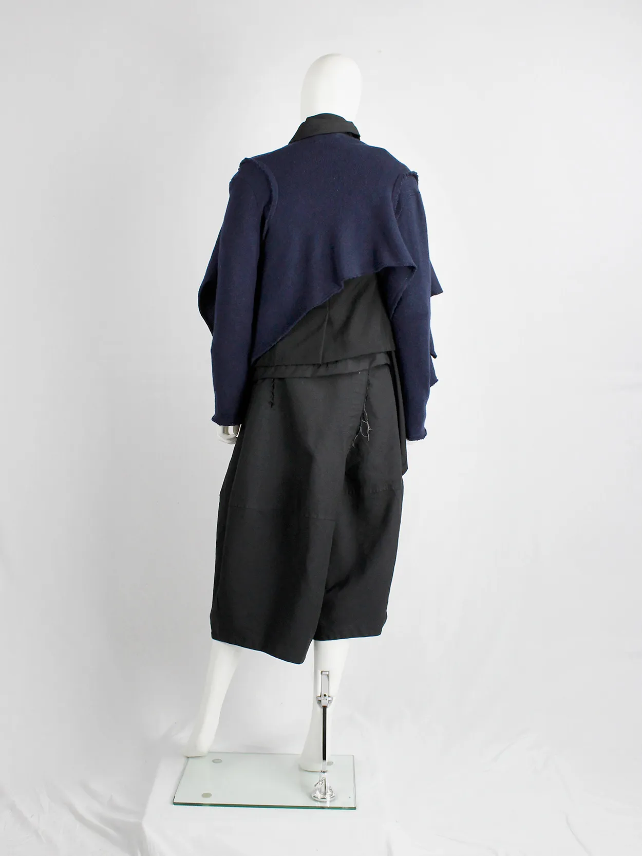 Comme des Garçons dark blue knit bolero with tied knot front closure — fall 2003