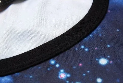 Cosmic Galaxy Print T shirt with 01 on back Stars Circle Front