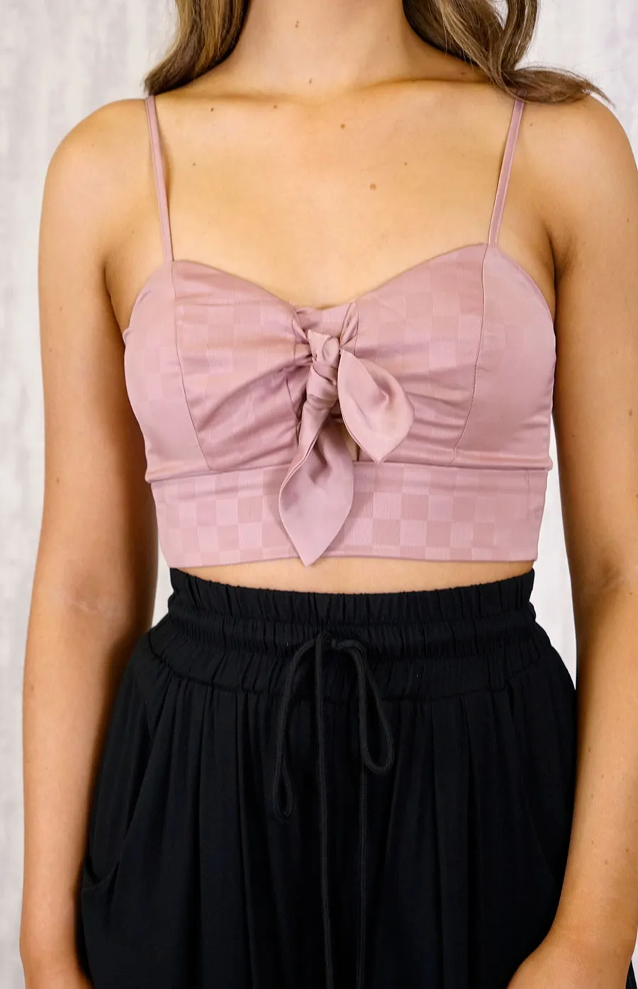 Crop Top with Tie on Ribbon with Keyhole Details (SST35L) 