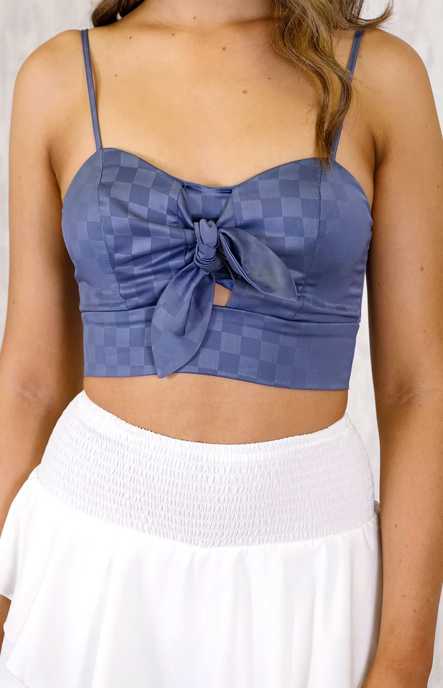 Crop Top with Tie on Ribbon with Keyhole Details (SST35L) 