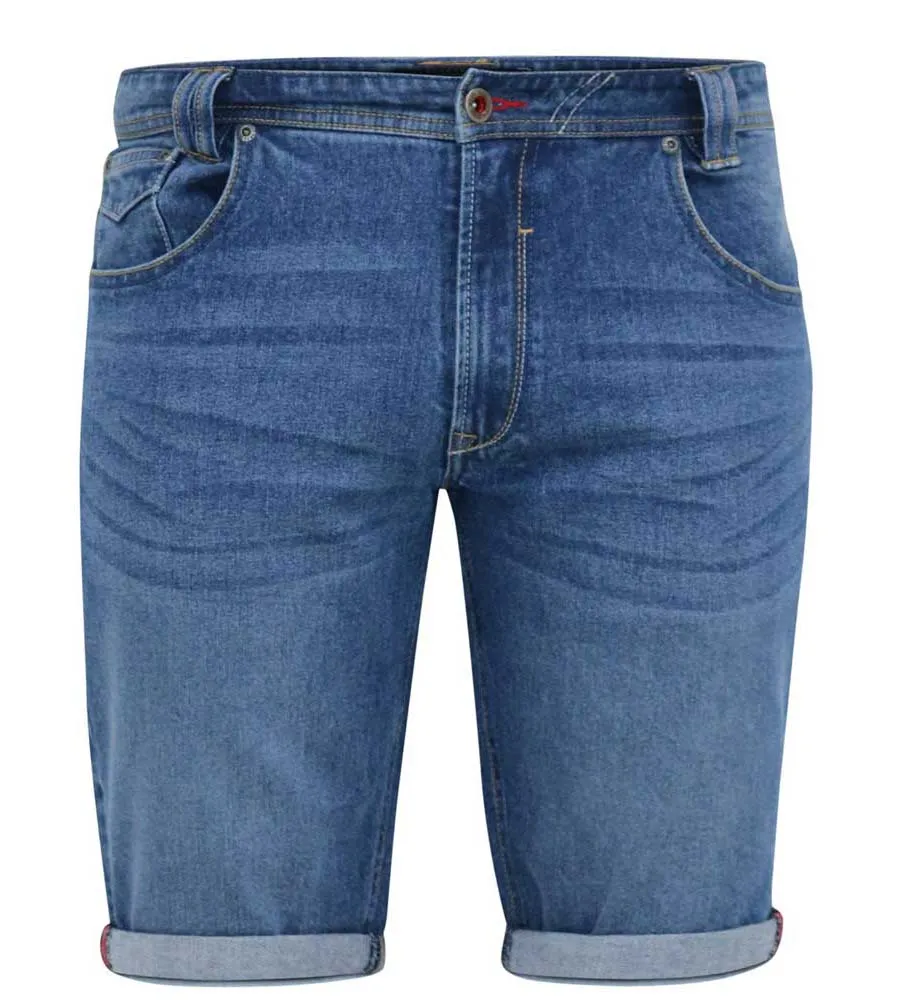 D555 Mens Blue Stretch Denim Shorts (JONES)