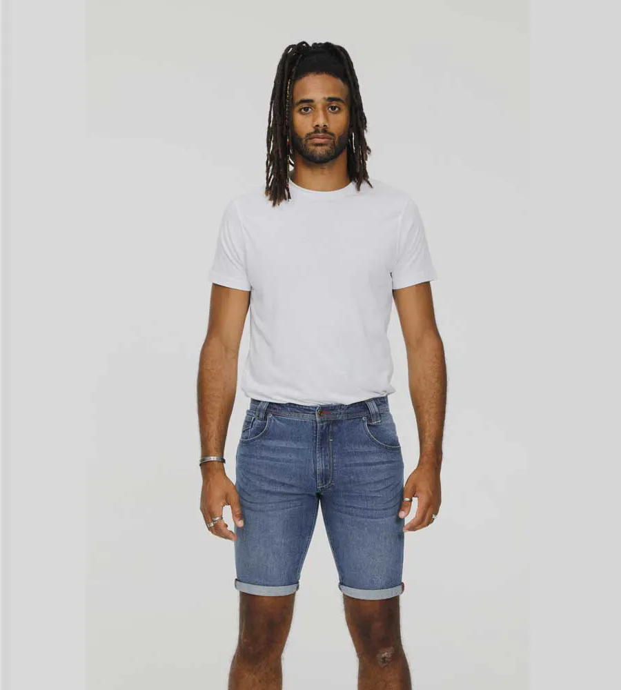 D555 Mens Blue Stretch Denim Shorts (JONES)