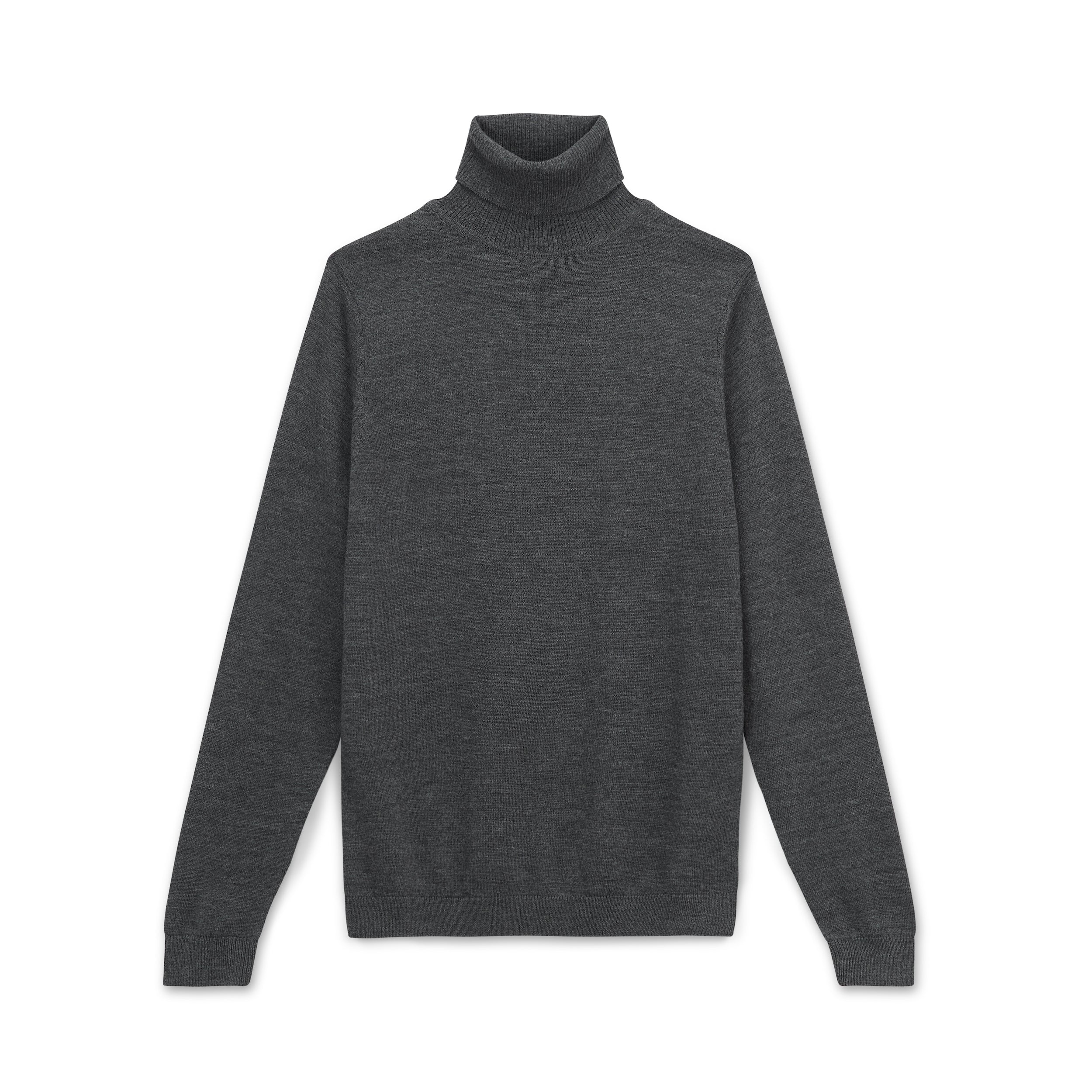 Dark grey marl merino polo neck