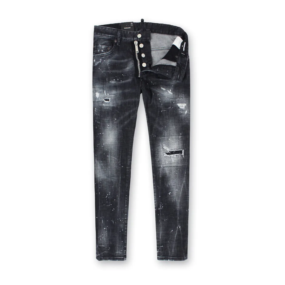 DSQUARED2 - Black Powder Zip Wash Skater Jeans in Grey