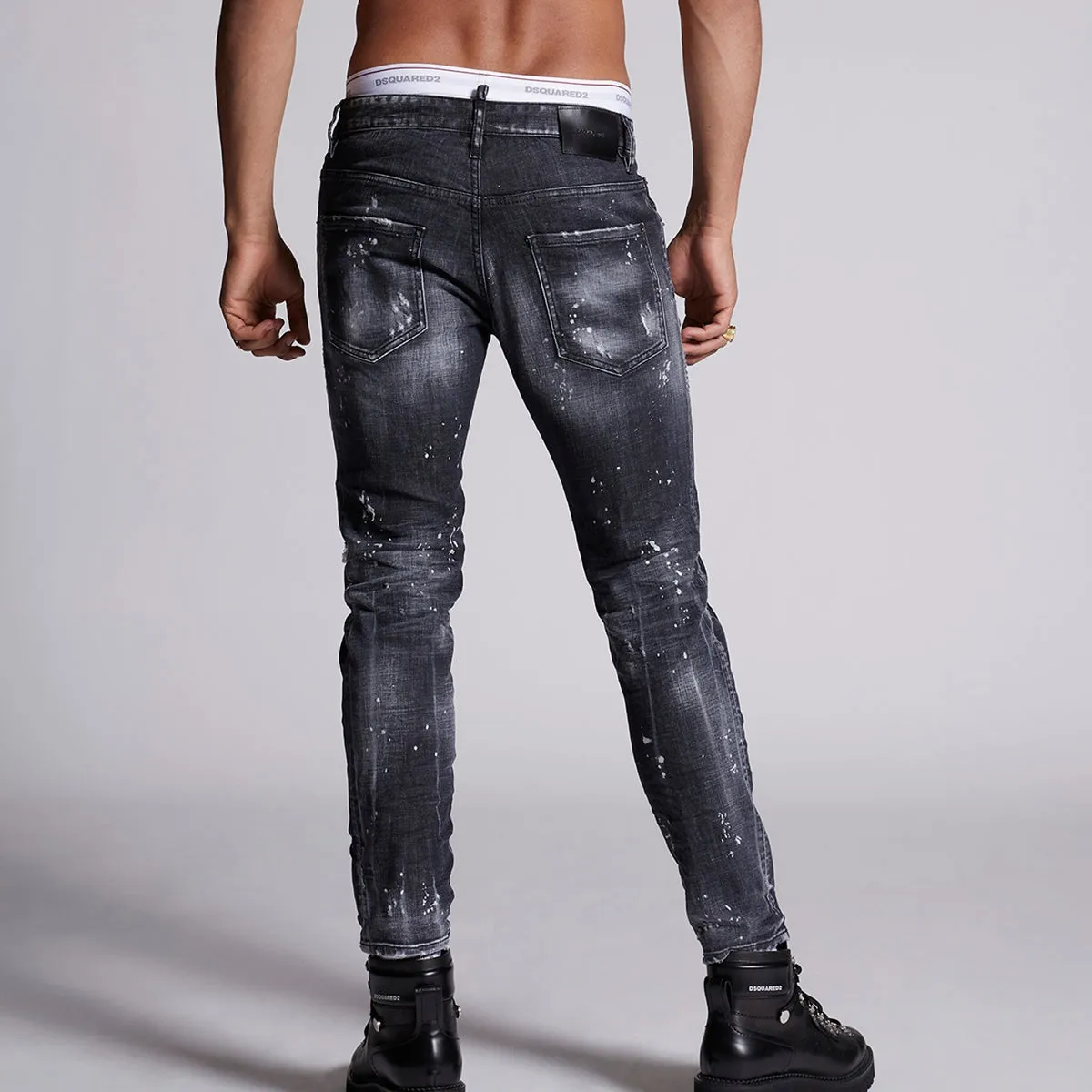 DSQUARED2 - Black Powder Zip Wash Skater Jeans in Grey