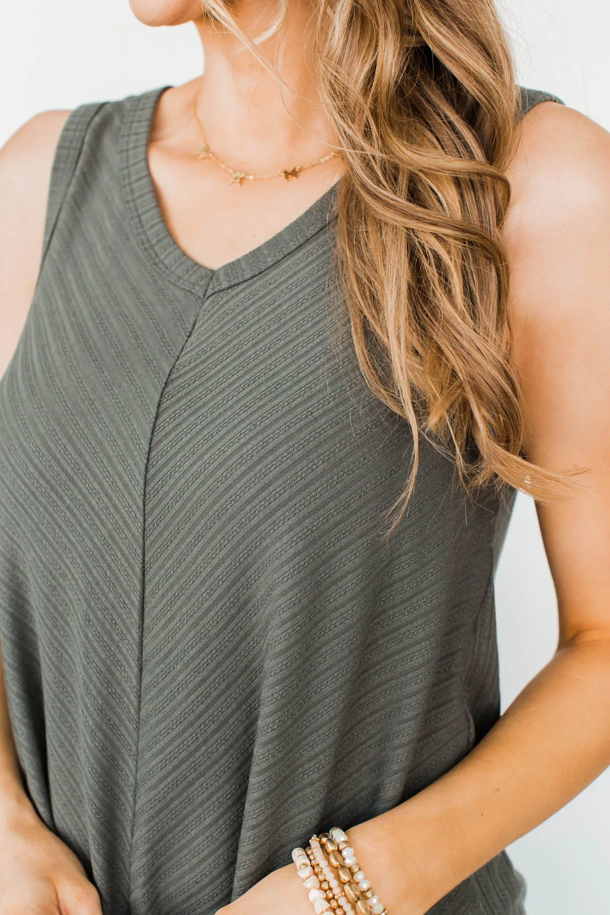 Envy Me Knit Tank Top- Dark Sage