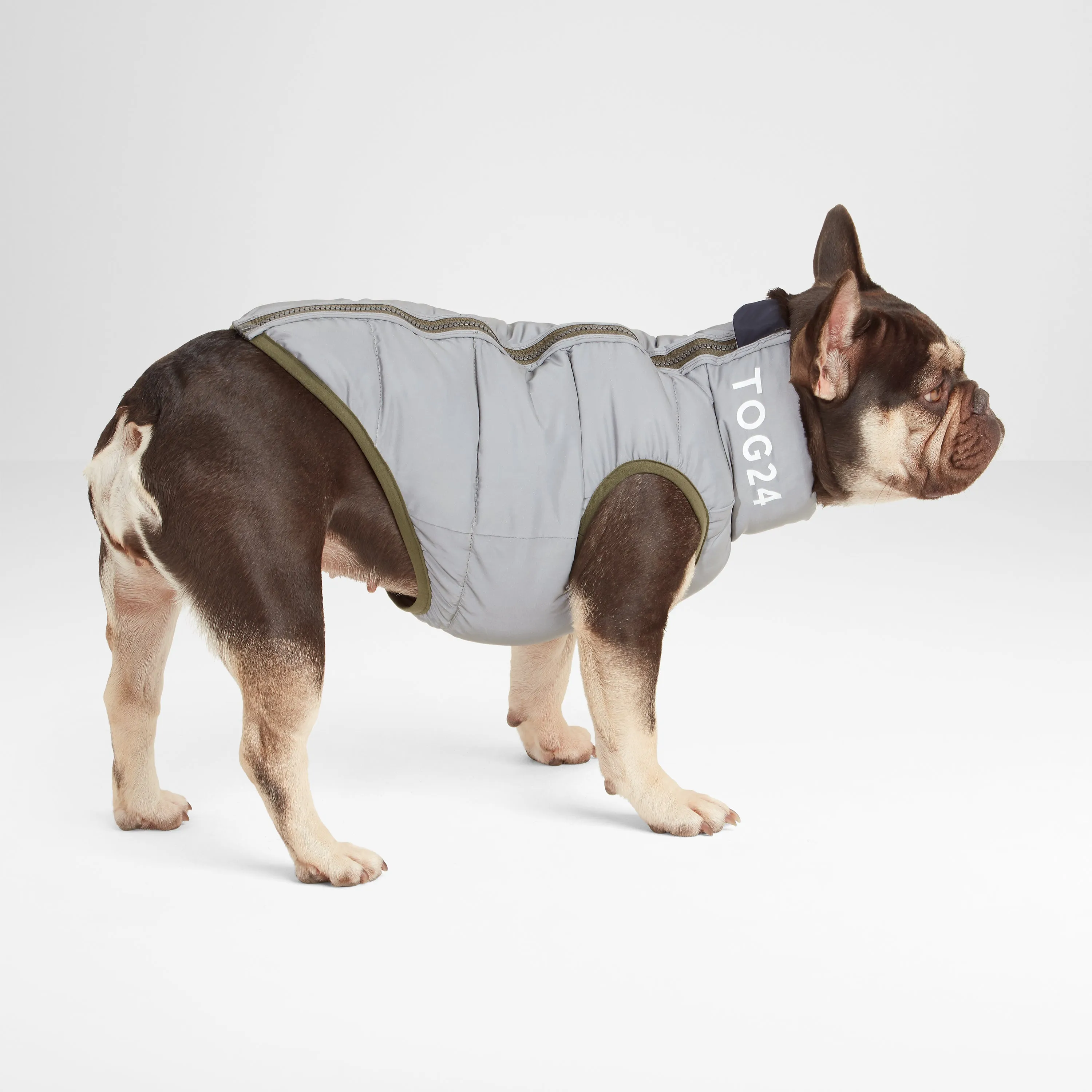 Fetch Padded Dog Coat XS - Khaki/Dark Indigo/Optic White