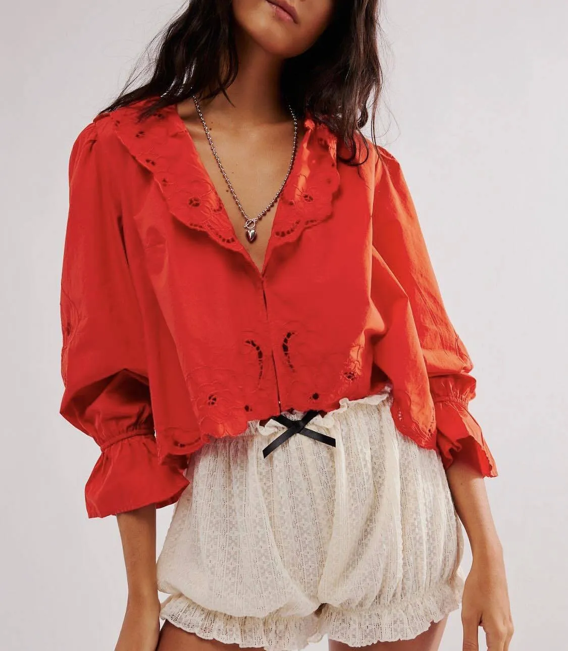 Free People  |Casual Style Long Sleeves Plain Cotton Shirts & Blouses