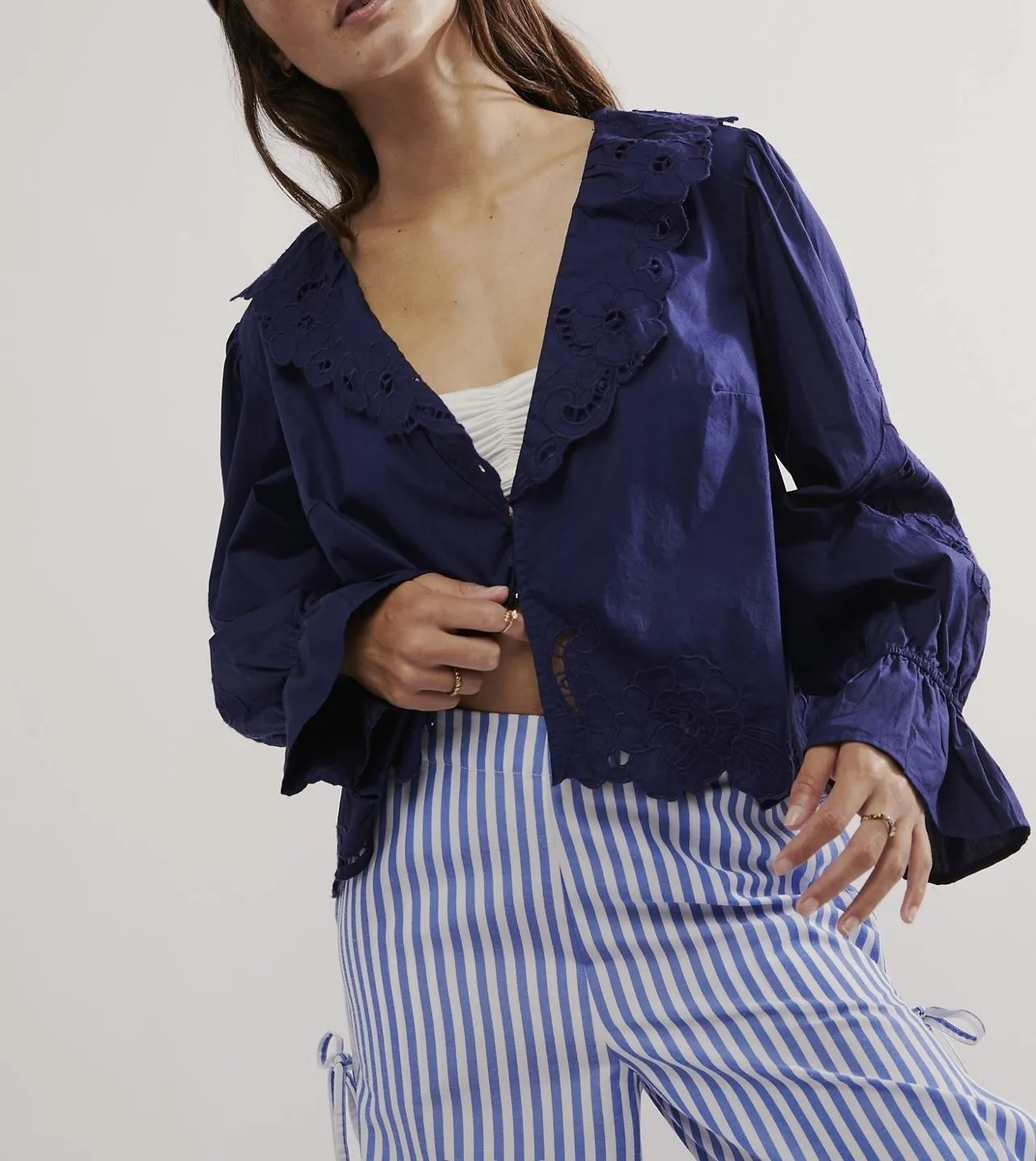 Free People  |Casual Style Long Sleeves Plain Cotton Shirts & Blouses