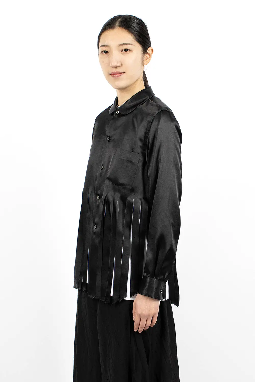 Fringe Cut Shirt Black