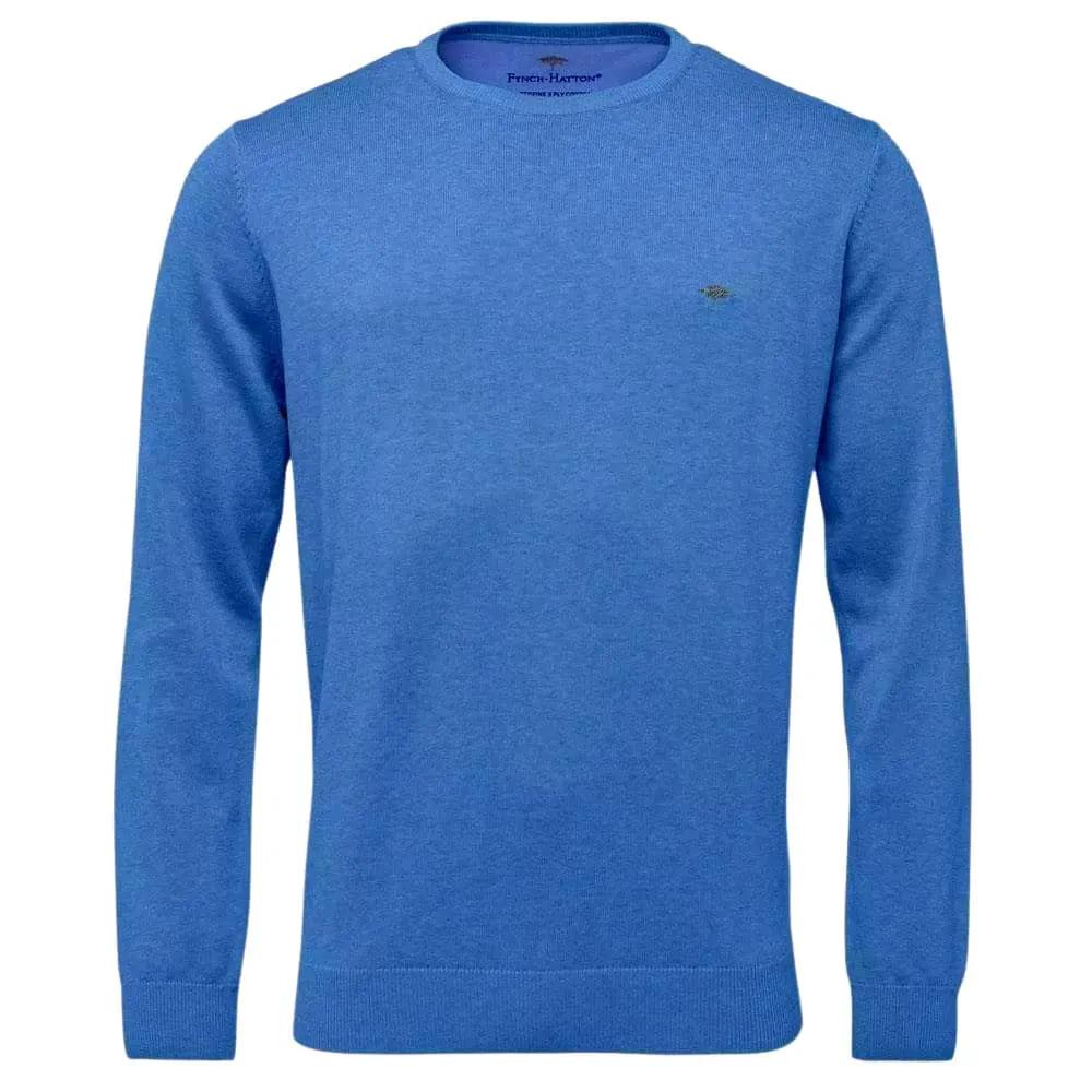 Fynch-Hatton Blue Casual Fit Crew Neck | Menswear Online