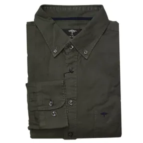 FYNCH HATTON Cotton Button Down Green Shirt | Menswear Online