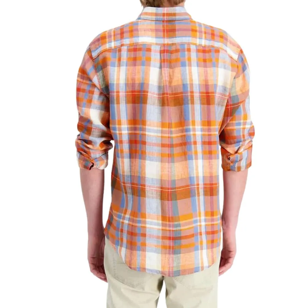 Fynch-hatton ORANGE Check Long Sleeve Shirt | Menswear Online