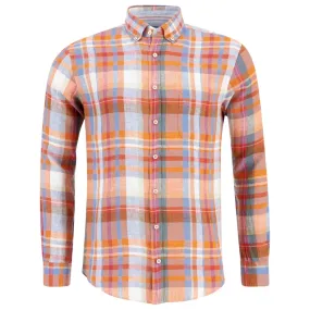 Fynch-hatton ORANGE Check Long Sleeve Shirt | Menswear Online