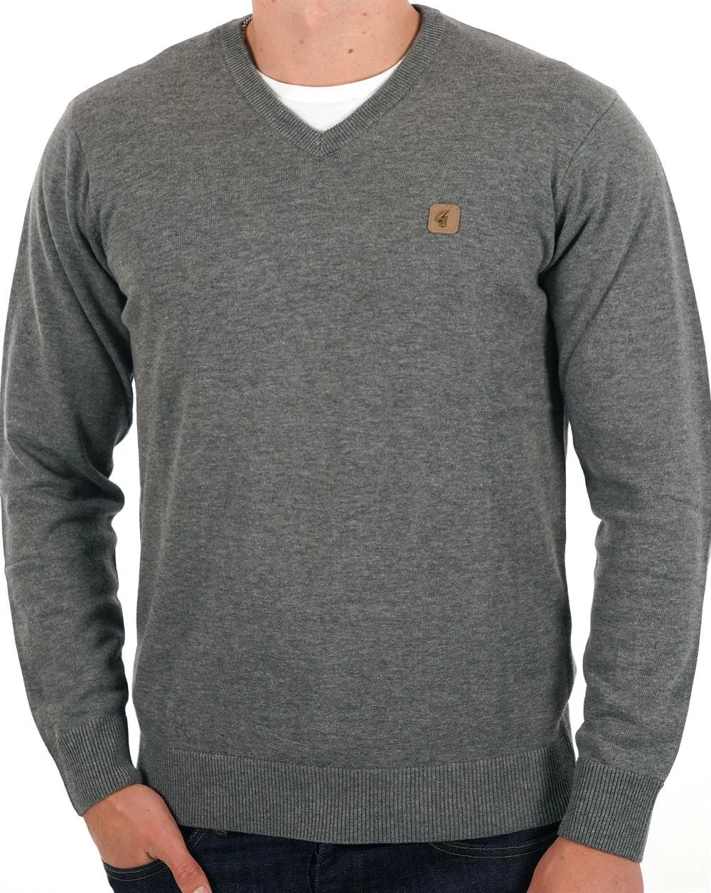 Gabicci Vintage Brandon V Neck Knit Grey