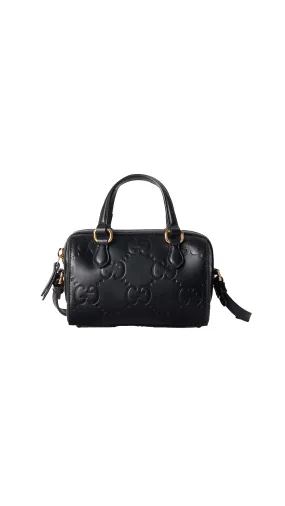 GG Super Mini Top Handle Bag - Black