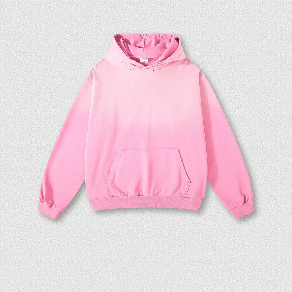 Gradient Sunfade Distressed Hoodie