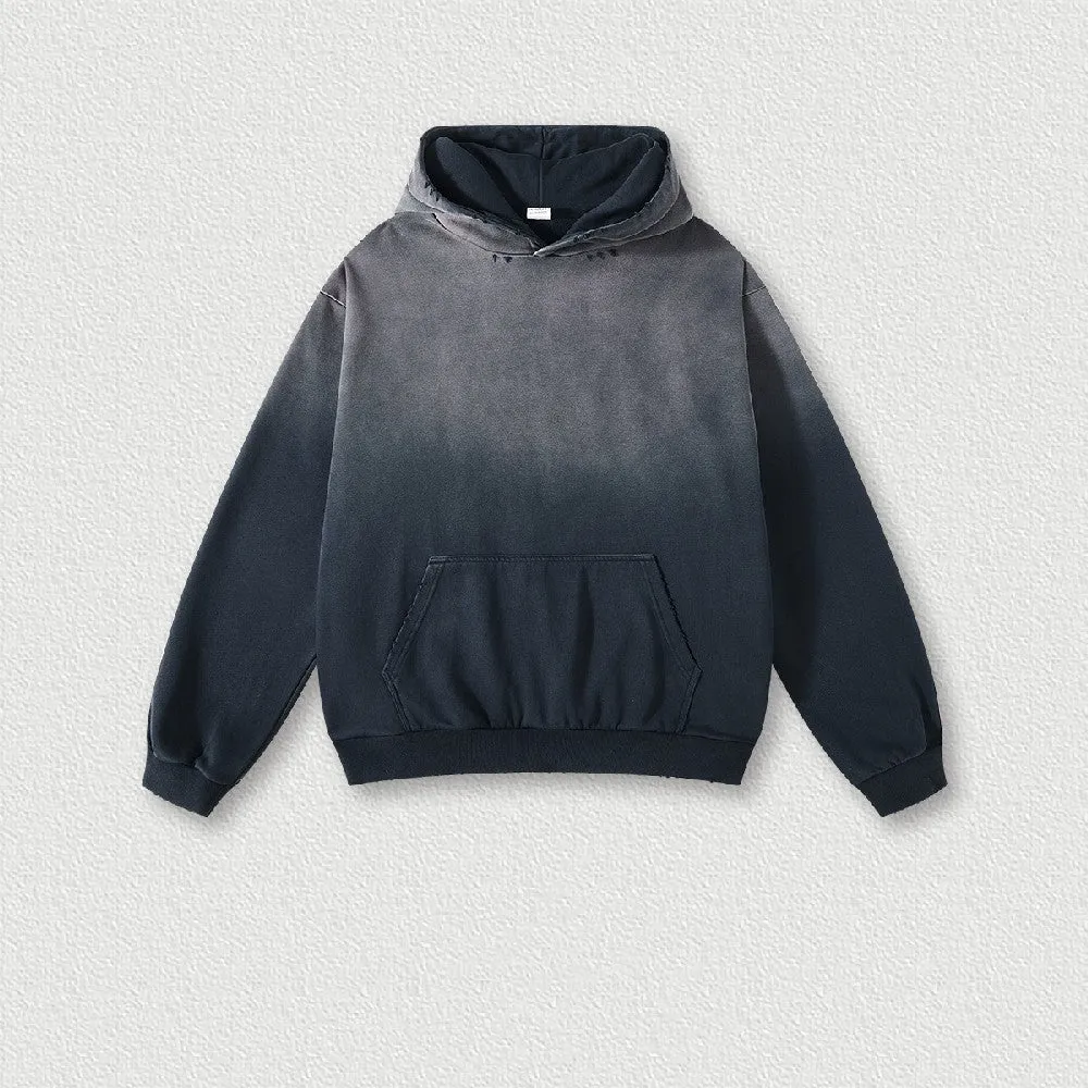 Gradient Sunfade Distressed Hoodie