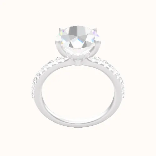 Half Pave Engagement Ring With Front set gallery Head