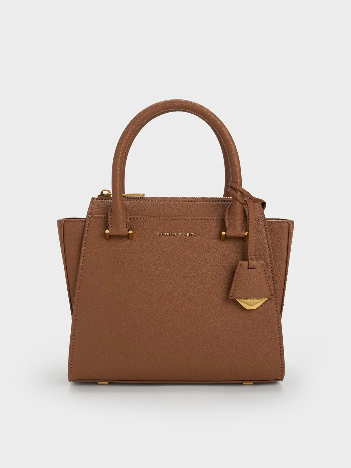 Harper Geometric Top Handle Bag - Chocolate