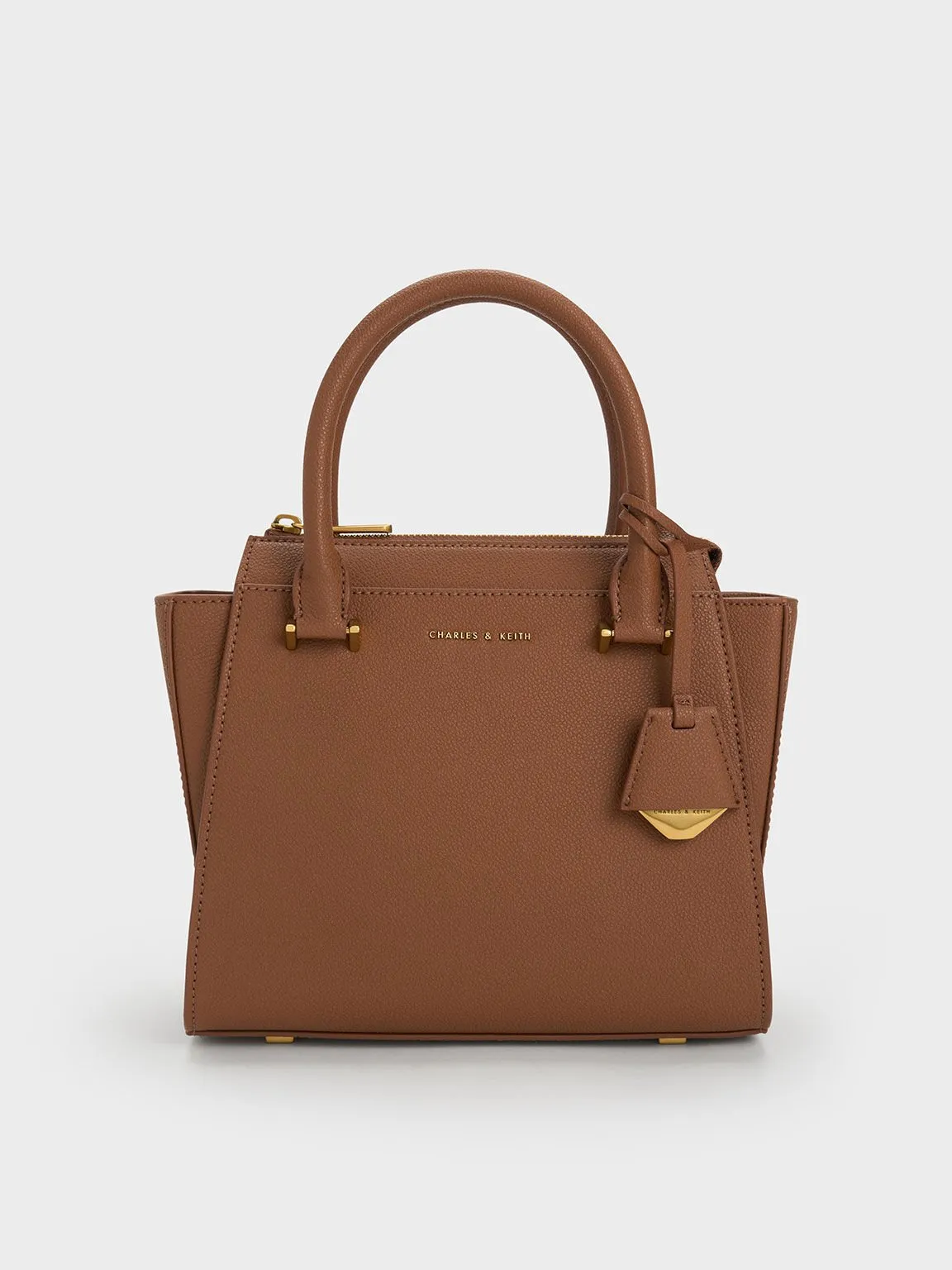 Harper Geometric Top Handle Bag - Chocolate